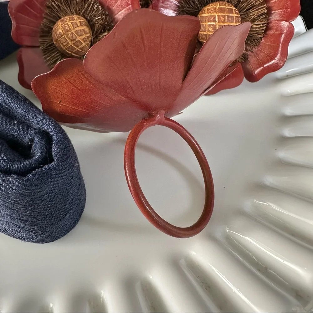 Pier 1 Imports Vintage Poppy Flower Napkin Rings-VINTAGE- Drama for the Table